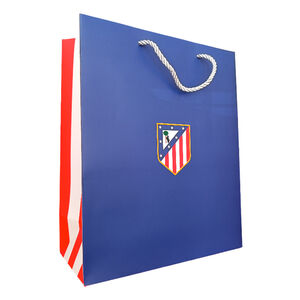 Large gift bag blue crest side red and white 30x12x40 cm